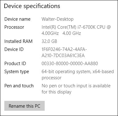 device specification