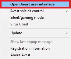 open avast ui