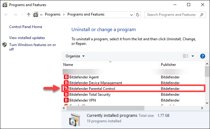 uninstall bitdefender